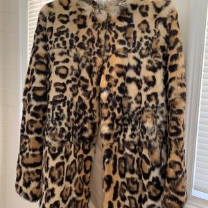 Leopard Print Rabbit Fur Coat